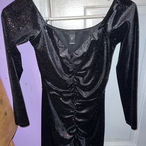 Black sparkly New Year’s Eve dress